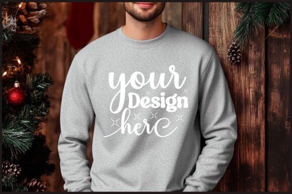 Christmas Men Sweatshirt Mockup 36 Graphics