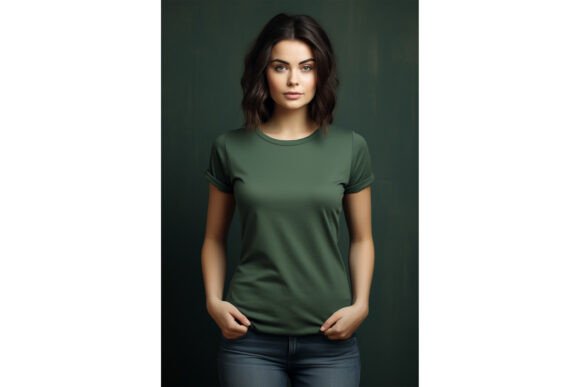 Female Wearing Green T-Shirt Mockup: Graphics for Product Mockups