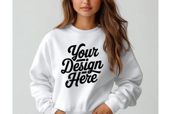 Gildan 18000 Red Sweatshirt Mockup Graphics