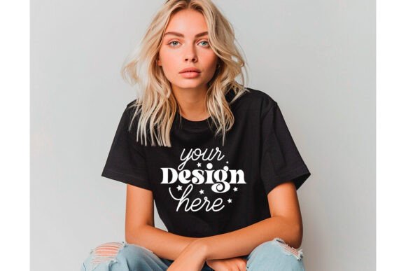 Gildan 64000 Black T-shirt Mockup 24: Graphics & Product Mockups