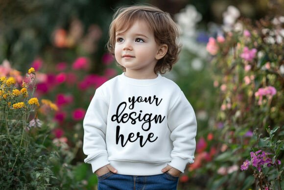 Kids White Sweatshirt Mockup: Graphics for Product Mockups